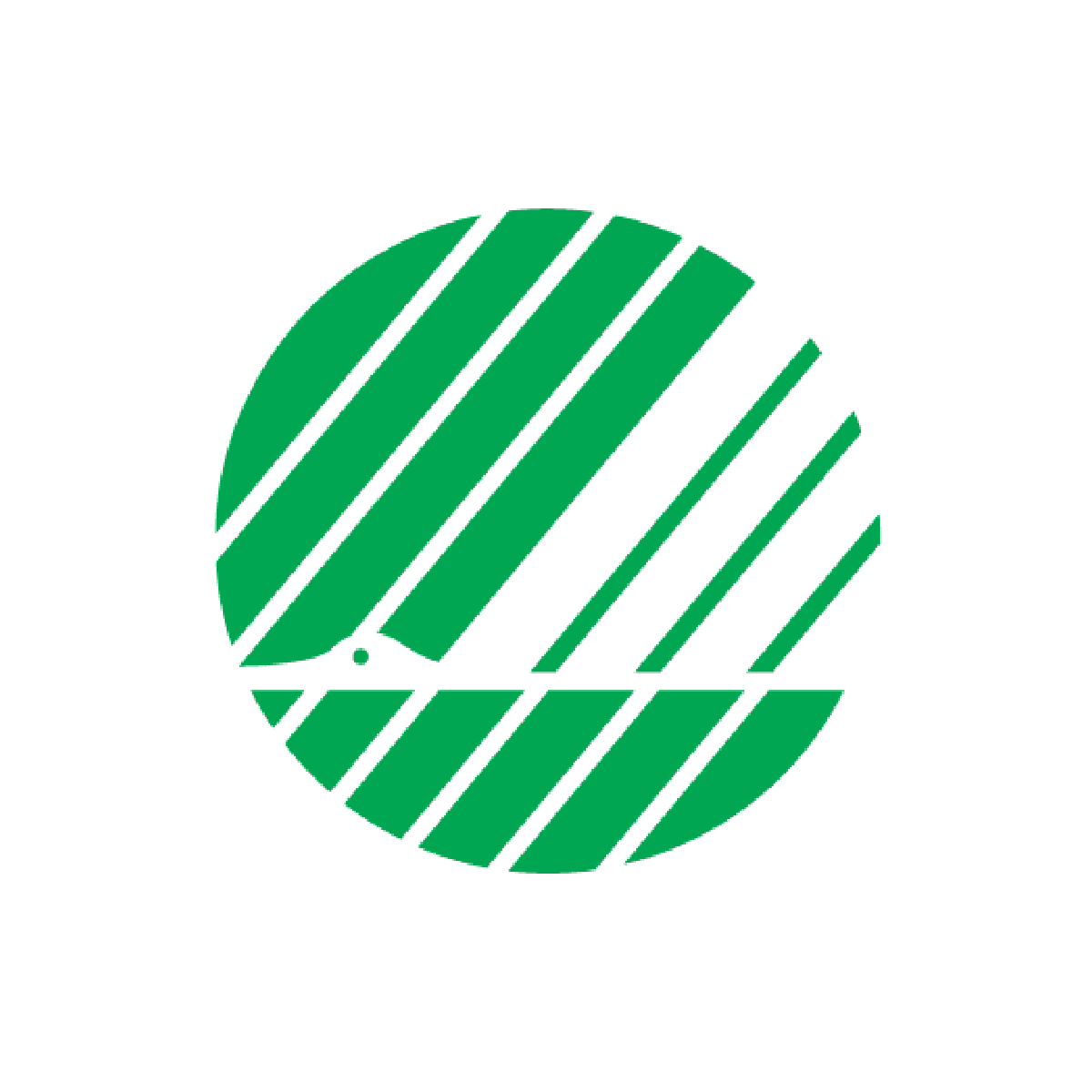 a green circle with white stripes on a white background